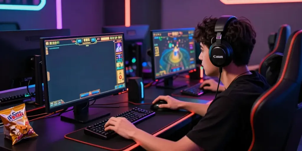 Player immersed in Bro138 online gaming experience with vibrant graphics and energetic atmosphere.