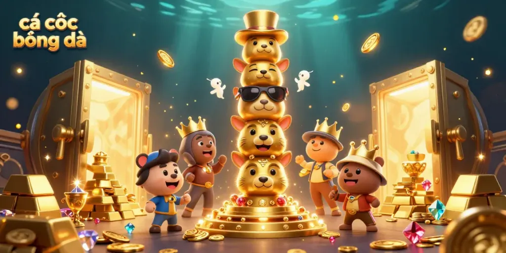 Experience the thrill of cá cược bóng đá with this vibrant 3D illustration showcasing dynamic gambling elements.