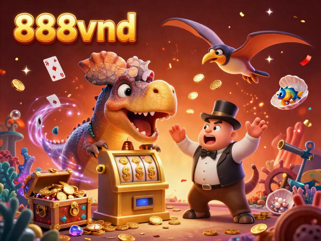 Experience exciting jackpots at 888vnd while a pachycephalosaurus triggers big wins at a slot machine.