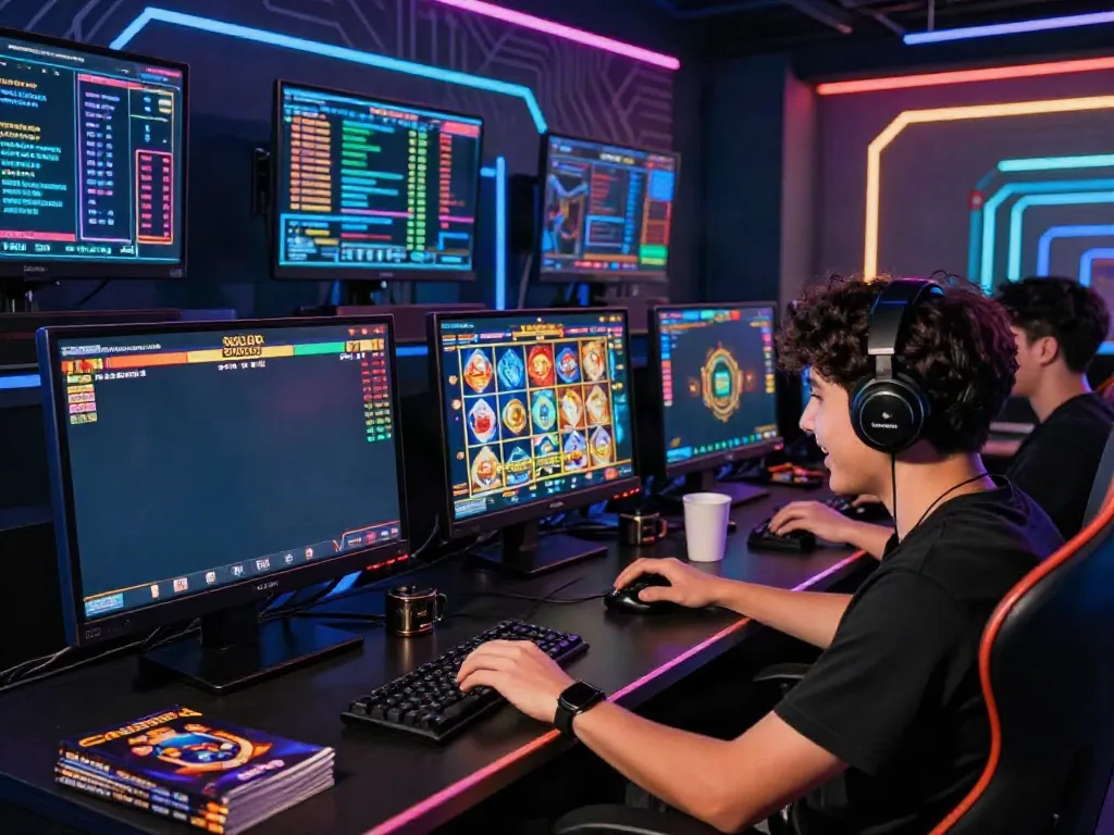 Player engaging with qqmacan slot gacor gameplay on a high-speed gaming setup.