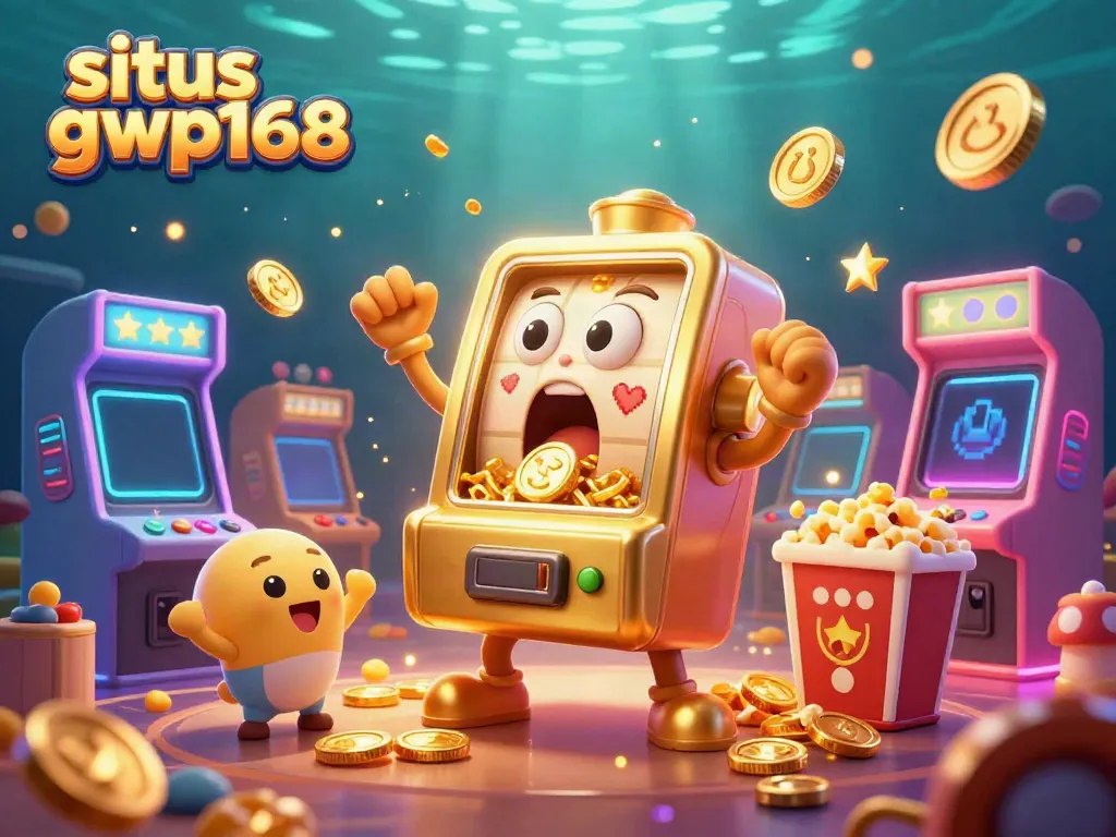 Permainan seru di situs gwp168, slot mesin emas meraih jackpot dengan kegembiraan koin berjatuhan.