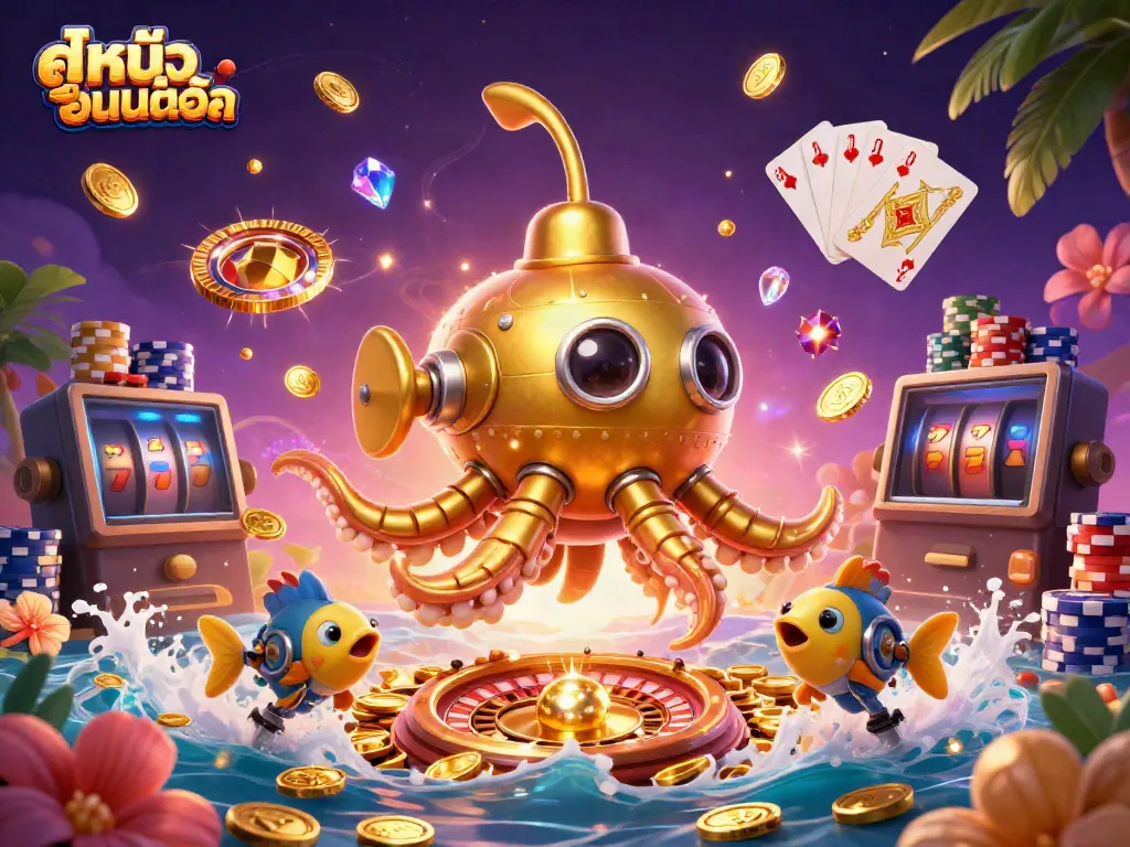 Experience ดูหนังออนไลน์ excitement through a vibrant casino-themed illustration filled with action and adventure.