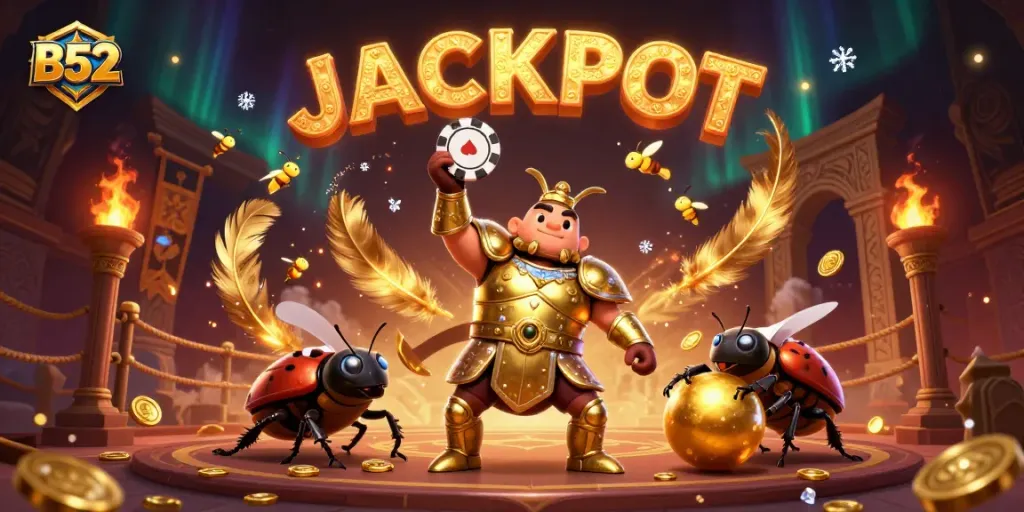 B52 players celebrating a jackpot win in a vibrant 3D casino scene, full of energy and excitement.