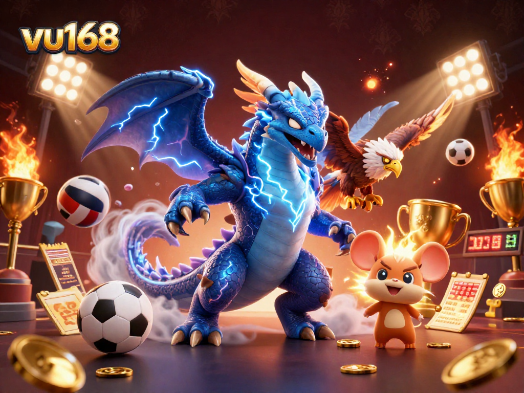 Experience thrilling gameplay at vu168 with our 3D illustrated casino scene showcasing vibrant sports action.