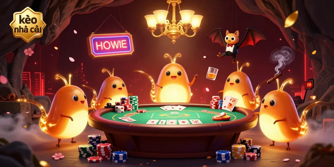 Experience thrilling moments with kèo nhà cái in this vibrant casino scene featuring glowworms and a bat dealer.