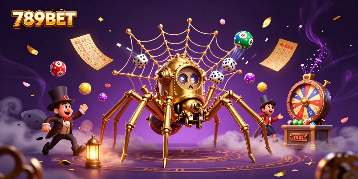 Engage with thrilling games at 789BET featuring a steampunk spider and dynamic lottery elements.