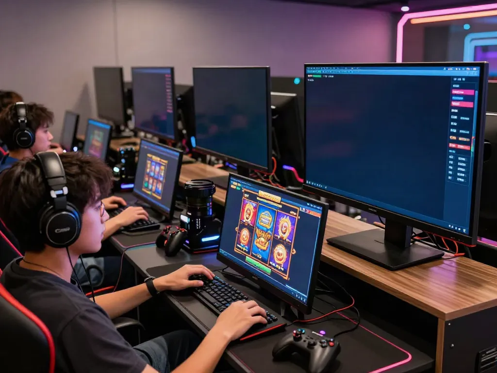Players immersing in exhilarating slot gacor games in a vibrant gaming setup.