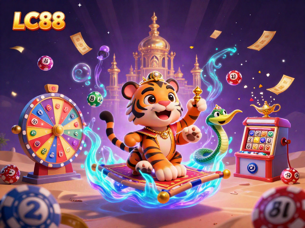Win big with LC88 while enjoying a vibrant animated casino scene filled with excitement.