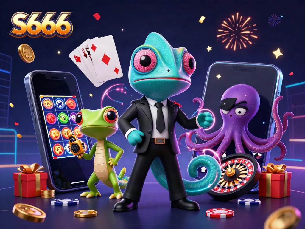 Engage with S666's vibrant casino adventure featuring dynamic 3D characters and exciting gaming elements.