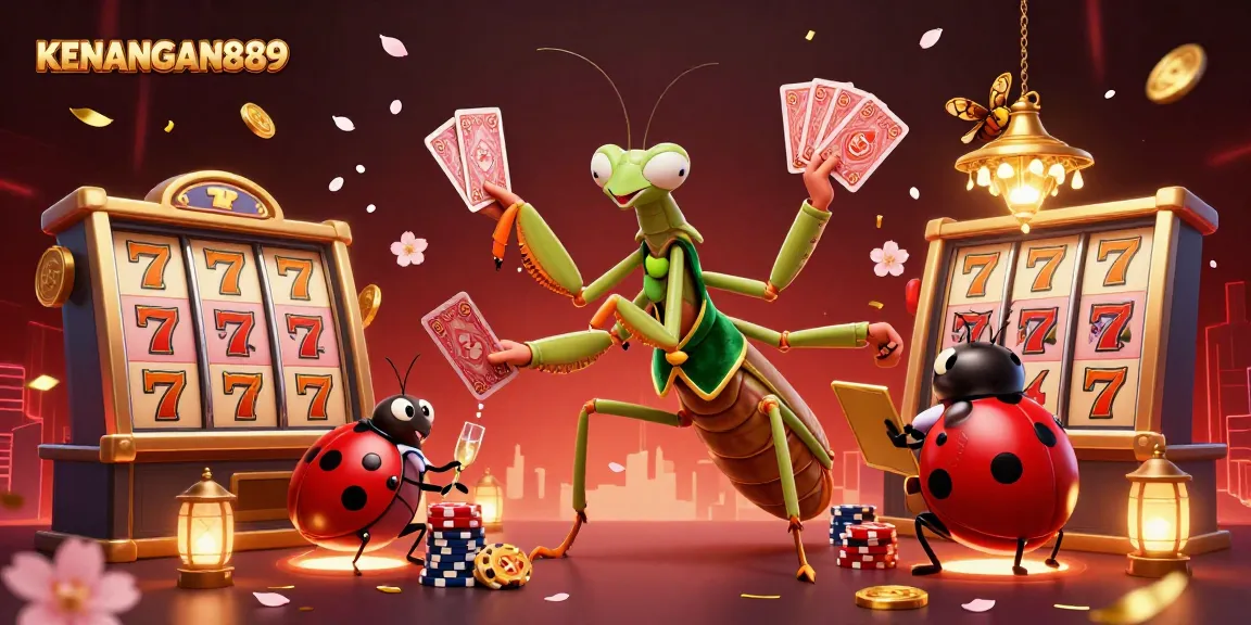 Experience thrilling gaming at KENANGAN889 with vibrant casino elements and dynamic characters in 3D.