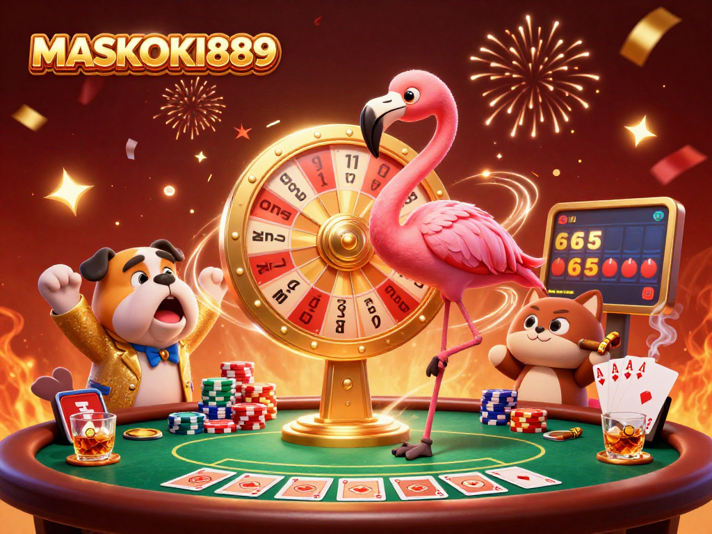 Experience the thrill of winning at MASKOKI889 with a vibrant game show scene full of excitement.