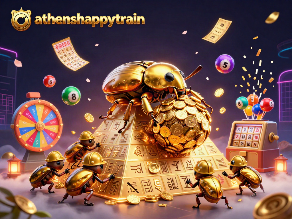 Engage in thrilling gameplay with athenshappytrain's vibrant golden casino elements and dynamic lottery activities.