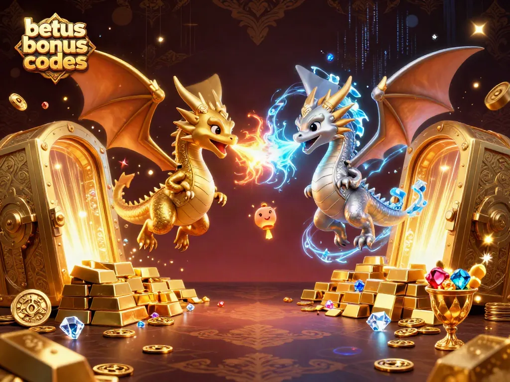 Experience incredible betus bonus codes with captivating dragons and treasure in this vibrant casino scene.