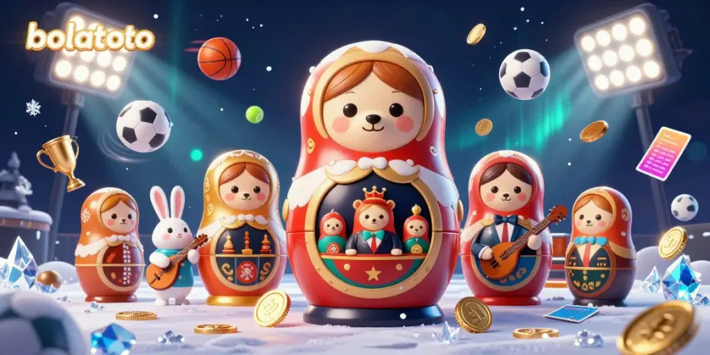 Experience bolatoto's vibrant casino scene with 3D bears in dealer outfits and dynamic sports betting elements.