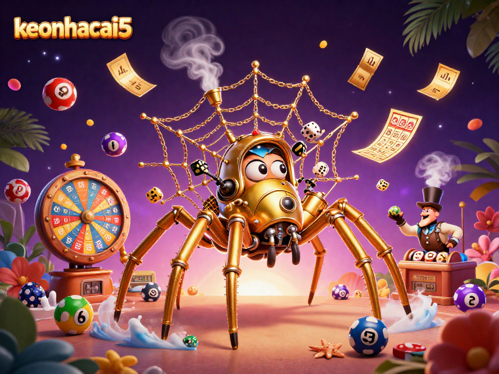 Capture exciting moments at keonhacai5 with a vibrant casino-themed digital artwork.