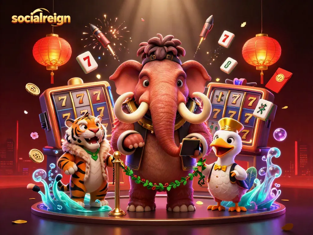 Experience excitement with socialreign's 3D casino bouncer checking IDs amidst vibrant game elements.