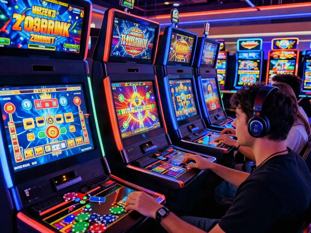 Players engaging at vibrant digital casinos that accept credit cards, showcasing an exciting gaming atmosphere.