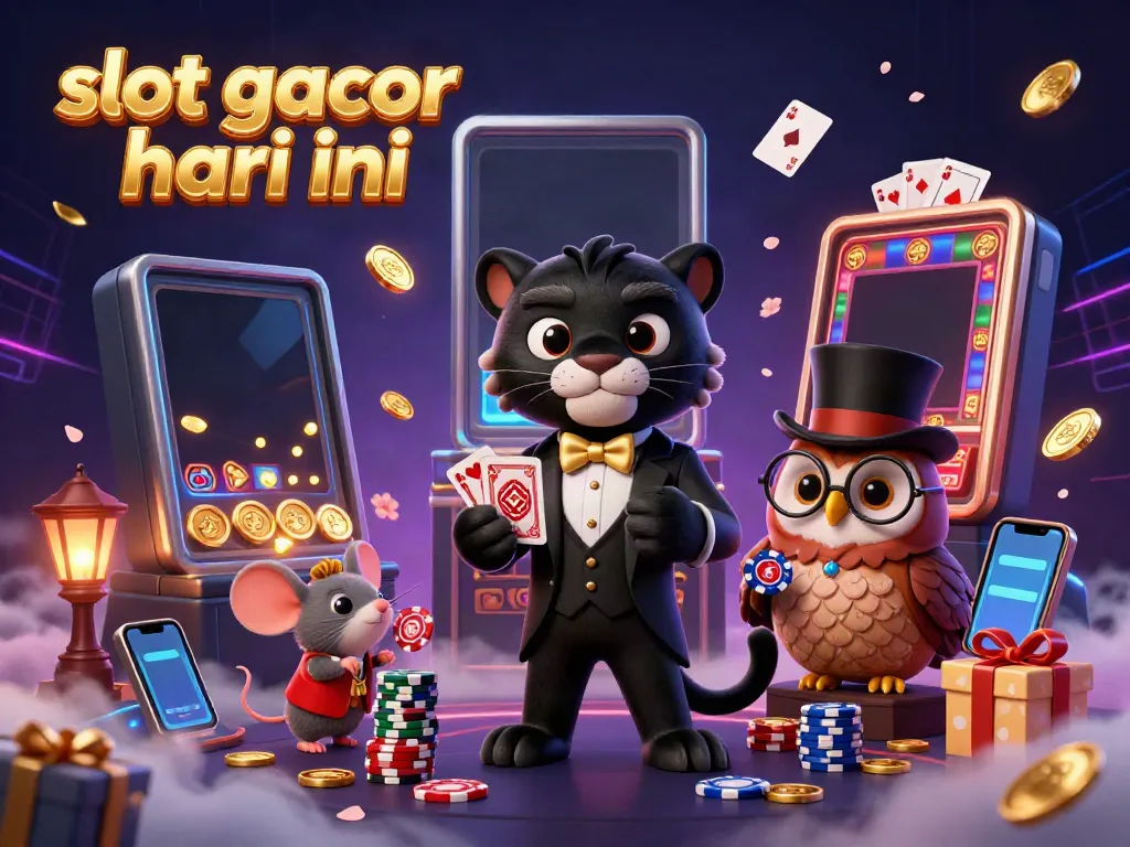 Experience amazing wins with slot gacor hari ini featuring a 3D cartoon black panther in a tuxedo dealing cards.