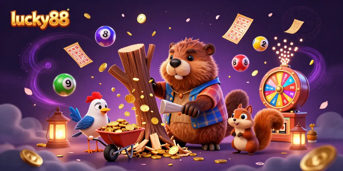 Experience thrilling wins at lucky88 while the cartoon beaver collects coins and excitement rains down
