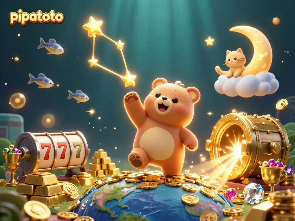Pipatoto players explore exciting slots and jackpot opportunities in a vibrant, dynamic casino illustration.