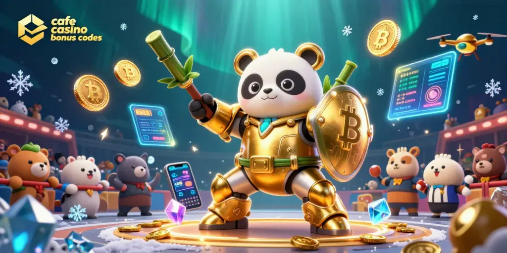 Experience thrilling moments with cafe casino bonus codes in an illustrated 3D robot arena charm.