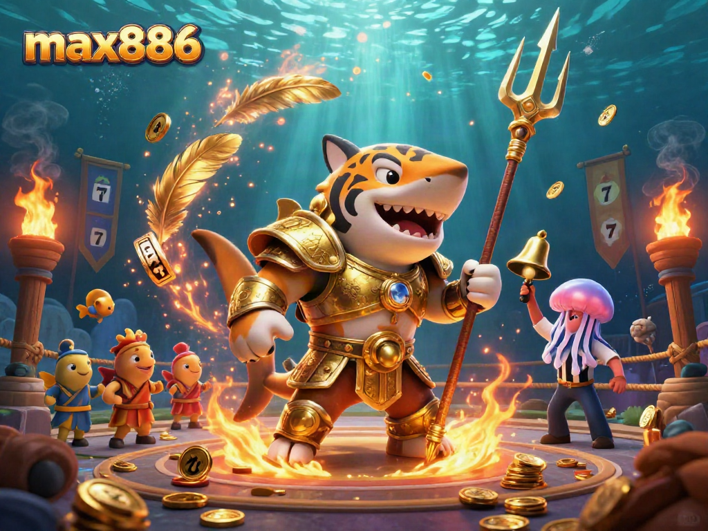 Experience immersive max886 gaming with a vibrant underwater scene filled with slot elements and dynamic gambling energy.