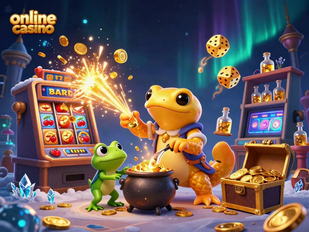 Experience the vibrant energy of the online casino with a golden salamander alchemist and exciting game elements