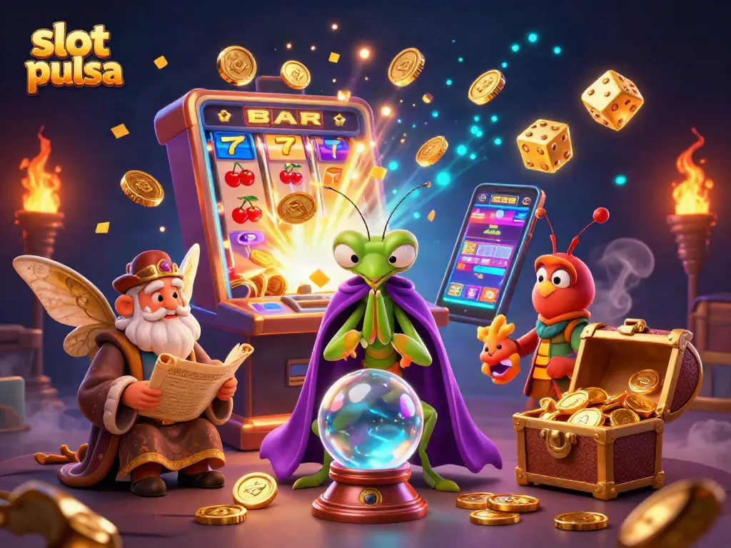 Experience the excitement of slot pulsa with this vibrant, dynamic casino scene.