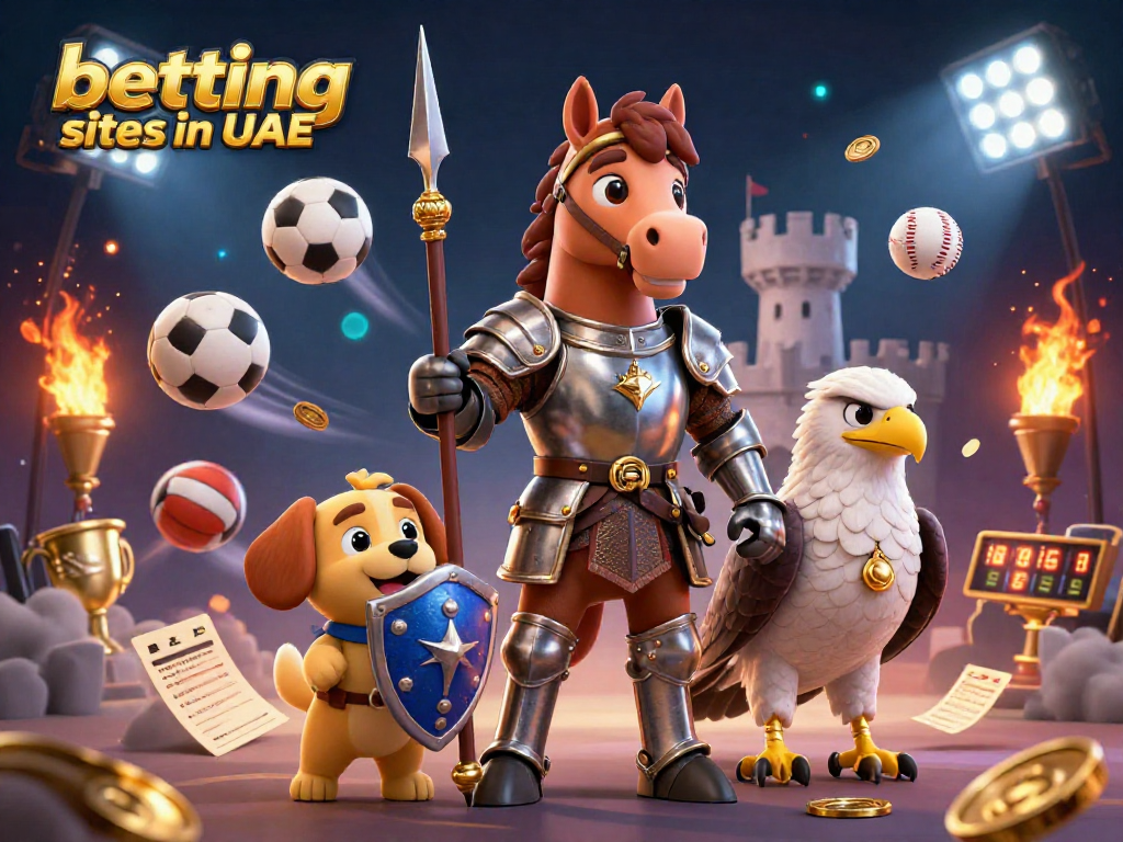Dynamic scene showcasing betting sites in UAE with sports elements and competitive energy.