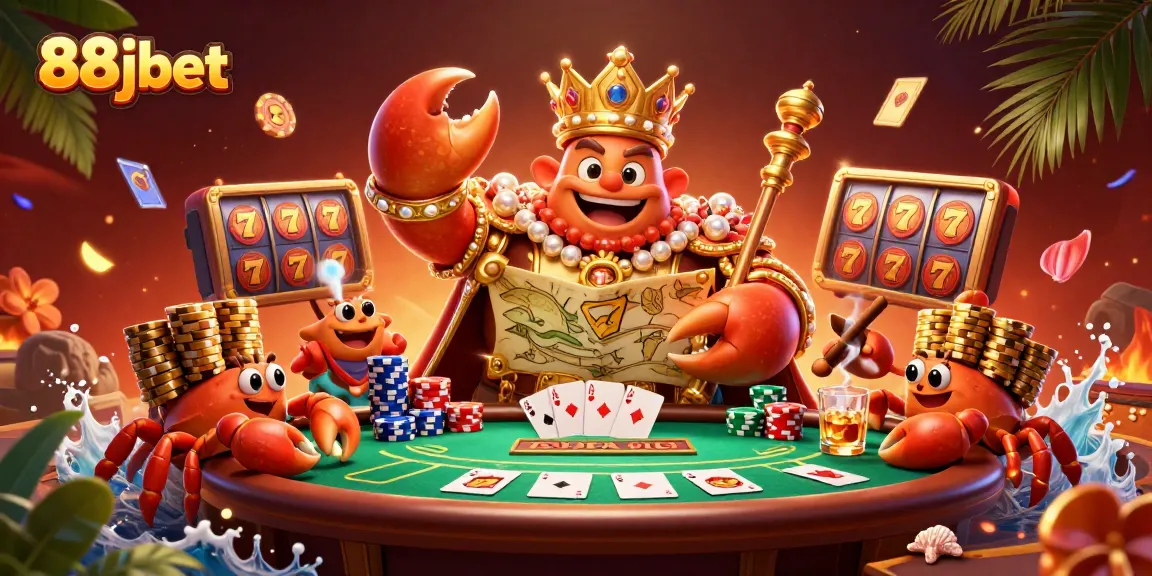 88jbet invites players to enjoy an exciting poker game represented by a majestic crab emperor.