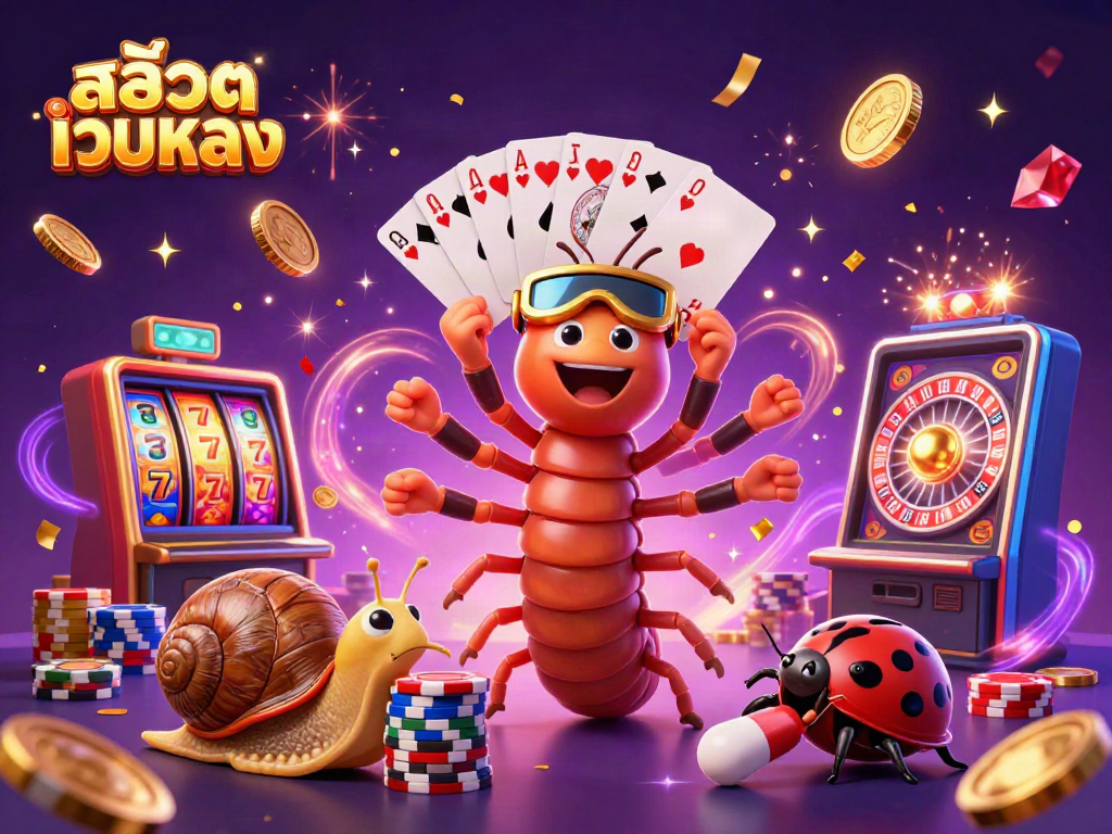 Experience exciting สล็อตเว็บตรง action with a colorful 3D casino scene featuring vibrant characters and gaming elements.