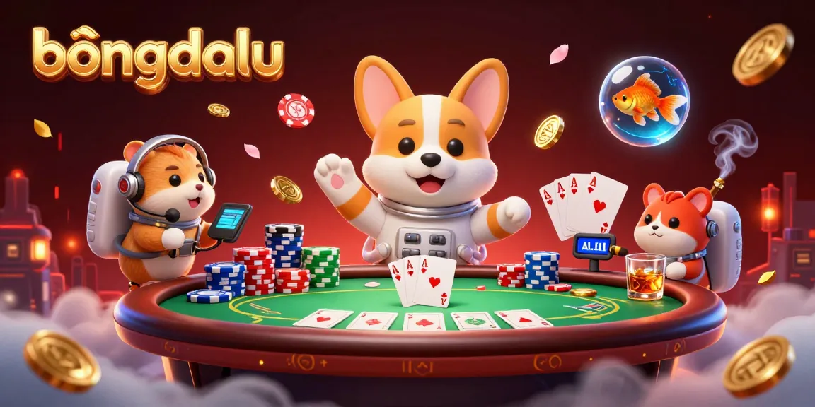 Join the fun at bongdalu with an astronaut corgi and poker scene filled with vibrant casino elements.