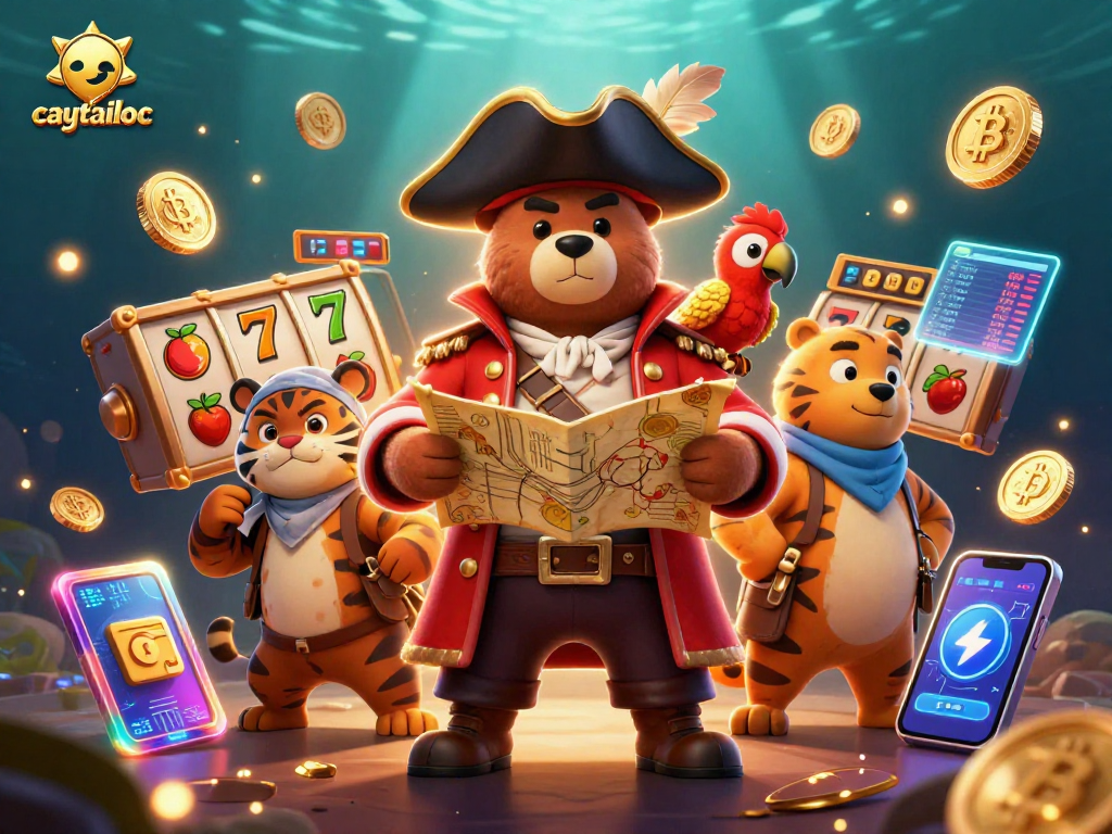Players engaging in exciting slot action with caytailoc's vibrant characters in a 3D scene.