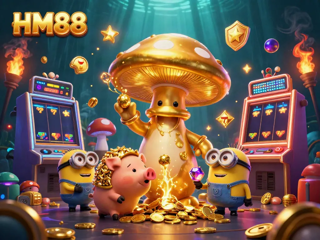 Experience vibrant gaming magic at HM88 with dynamic golden wizard, pig, and animated slot elements.