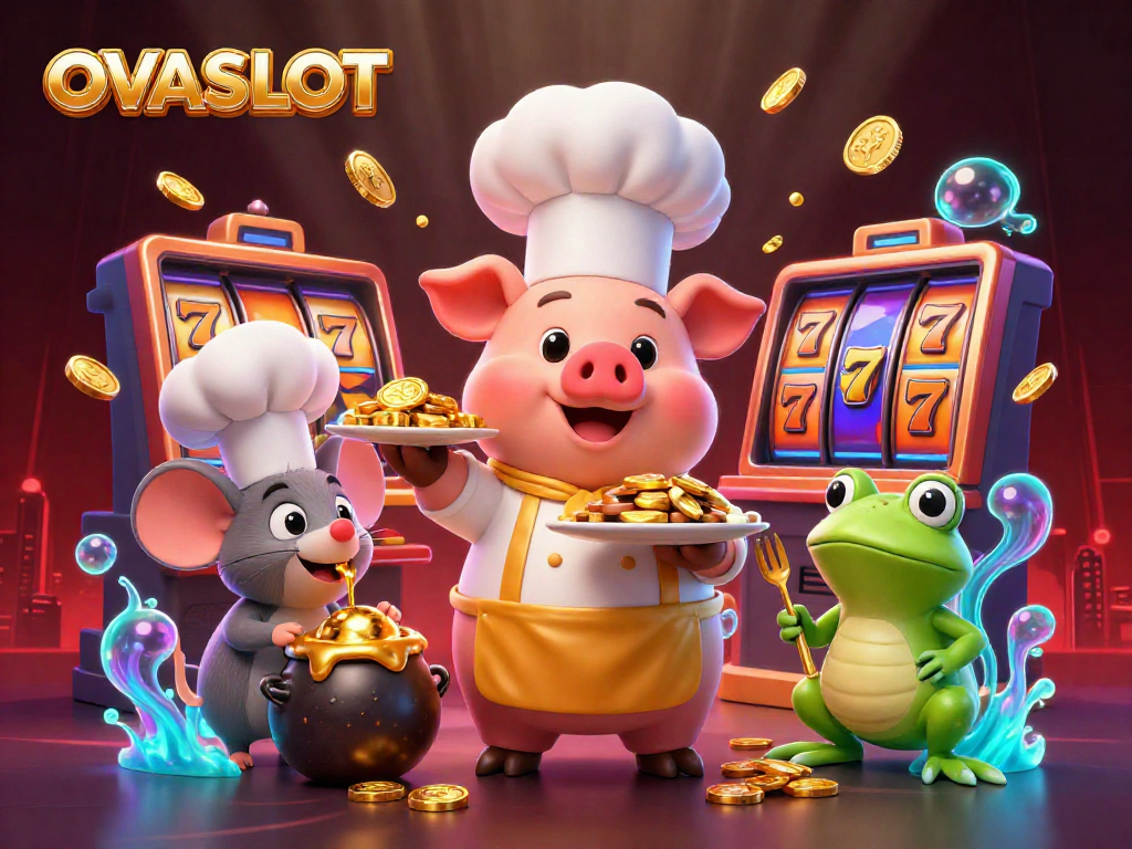 Spin the reels at OVASLOT with vibrant slot machines, lucky 7s, and rich gold coins.