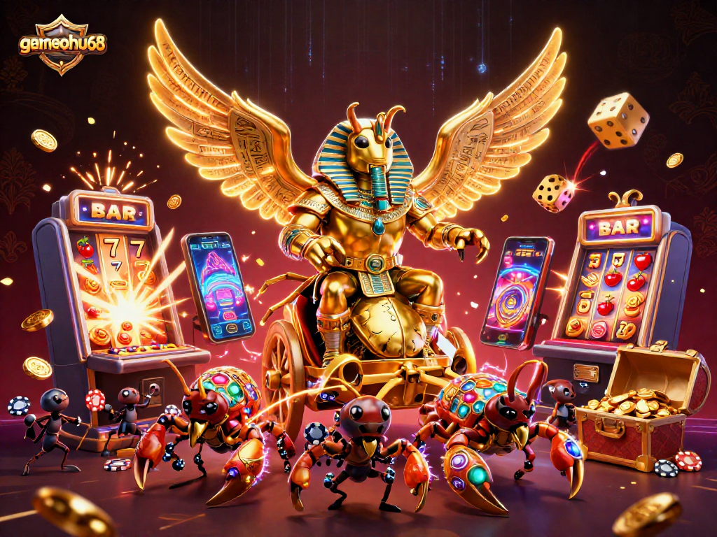 Experience the thrilling world of gamenohu68 with vibrant casino illustrations showcasing epic jackpots and excitement.