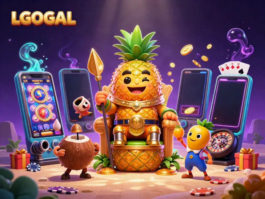 Experience thrilling gaming at LGOGOAL with the golden pineapple king on a colorful beach casino.