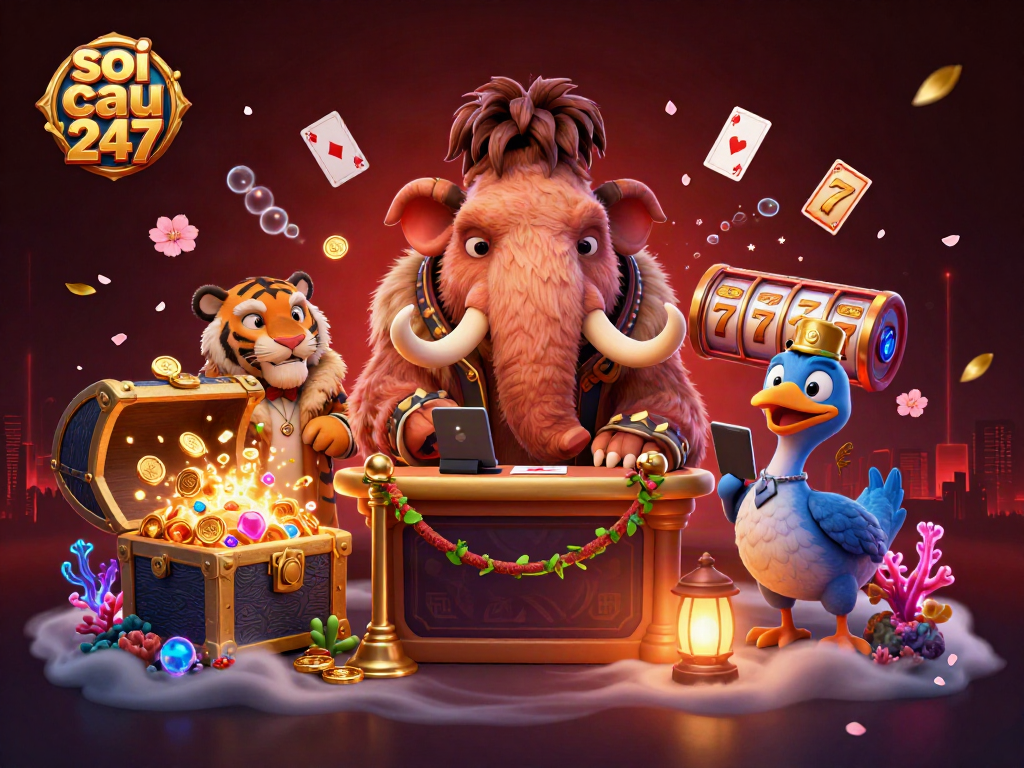 Engaging scene showcasing soi cau 247 and casino activities with vibrant 3D characters and game elements.
