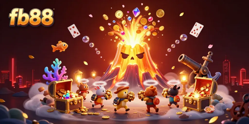 Experience thrilling wins at fb88 with vibrant casino adventures illustrated in a dynamic scene.