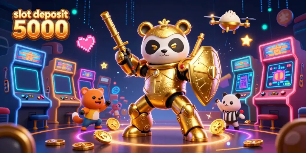Spin and win with exciting games at slot deposit 5000, featuring dynamic characters and vibrant casino elements.