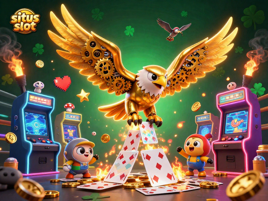 Permainan situs slot yang seru dengan simbol keberuntungan dan jackpot dalam ilustrasi menakjubkan.