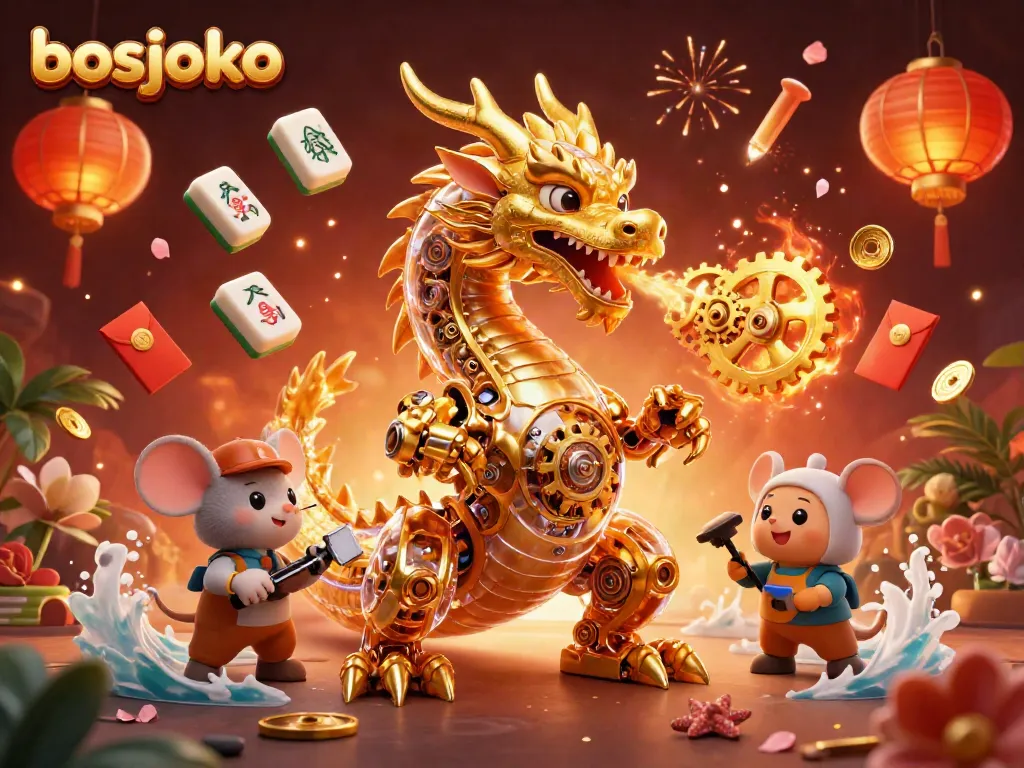 Experience thrilling gameplay at bosjoko with vibrant golden dragon and casino-themed elements.
