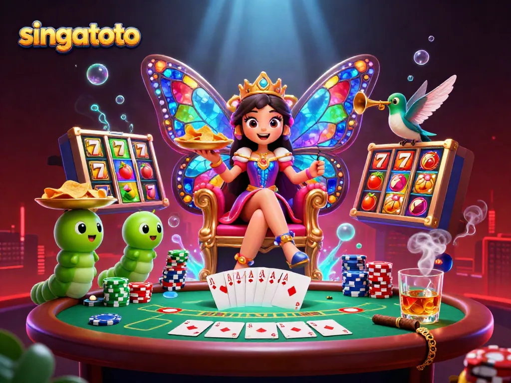 Experience the thrilling world of singatoto through an exquisite digital casino scene with vibrant slot reels.