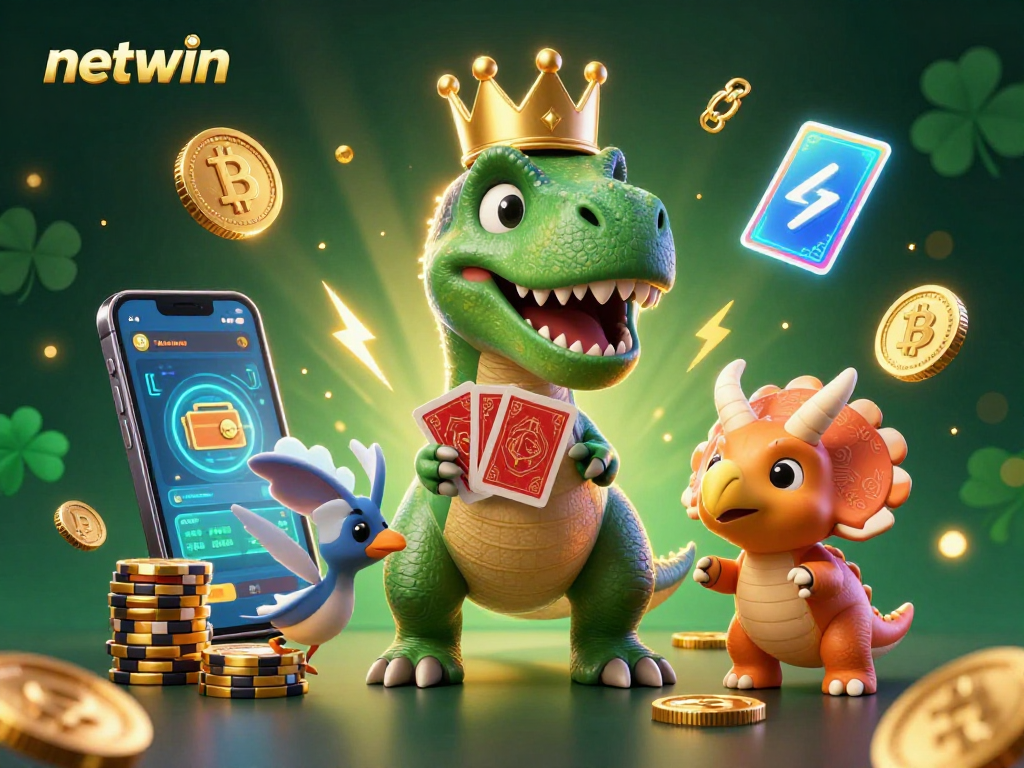 Experience thrilling gameplay with netwin's vibrant illustration featuring unique characters and dynamic gaming elements.