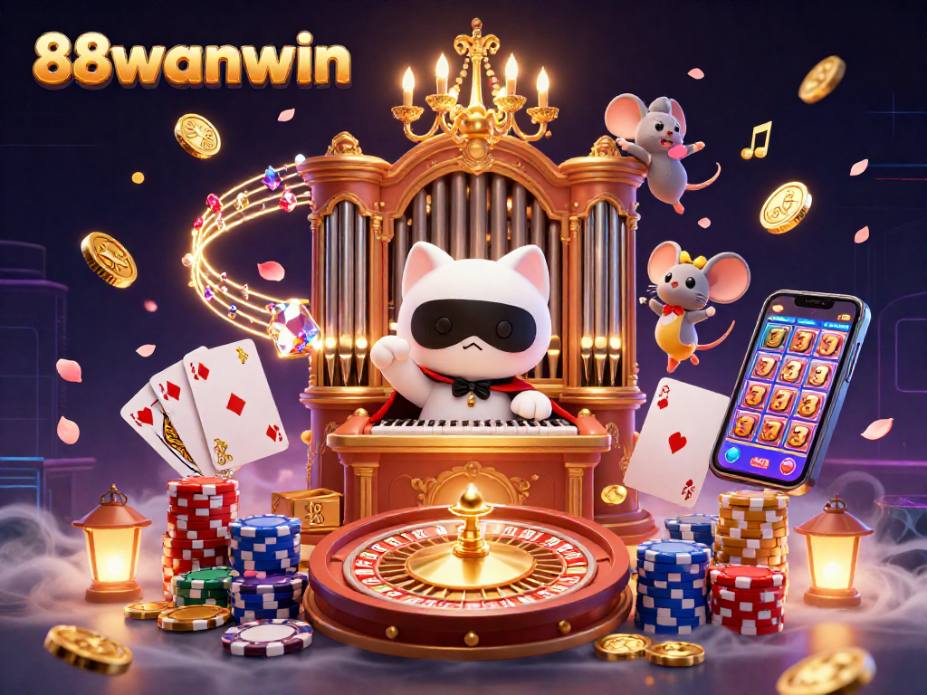 Experience the thrill of 88wanwin with an exciting casino scene filled with vibrant characters and game elements.