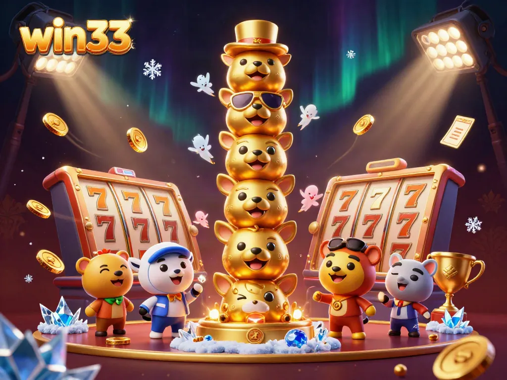 Bet on winning slots with win33 featuring a golden totem, coins, and dynamic jackpots.