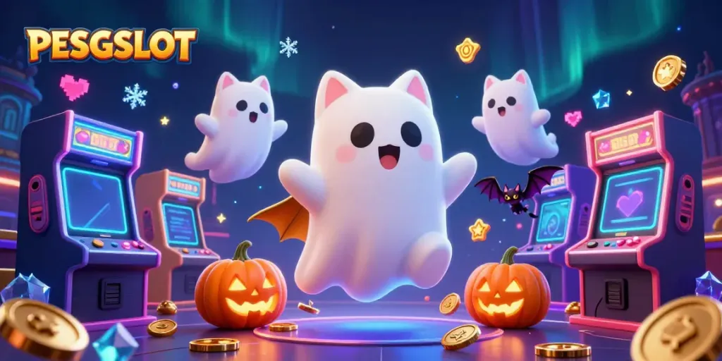 Keseruan bermain PESGSLOT dengan karakter lucu dan elemen permainan yang cerah memeriahkan suasana kasino.
