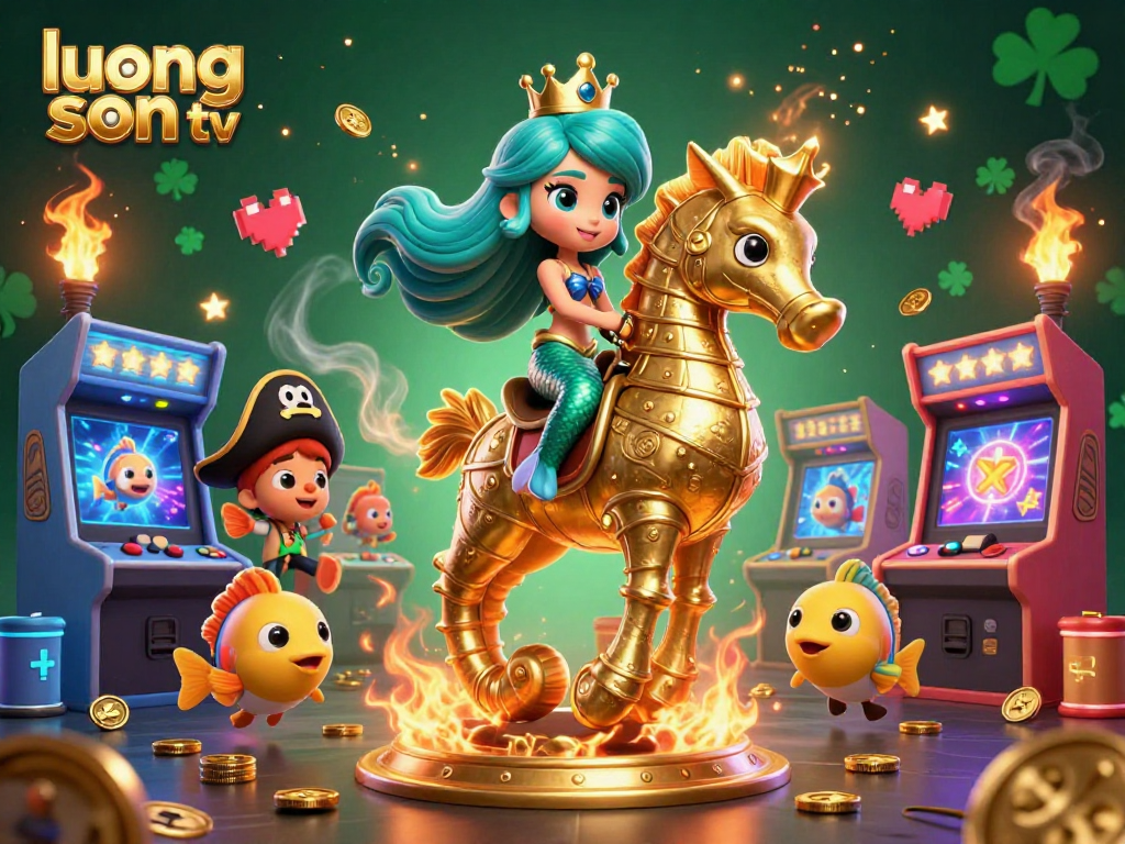 Experience the thrill of gambling with luong son tv, illustrated with a vibrant underwater scene of a mermaid princess and casino elements.