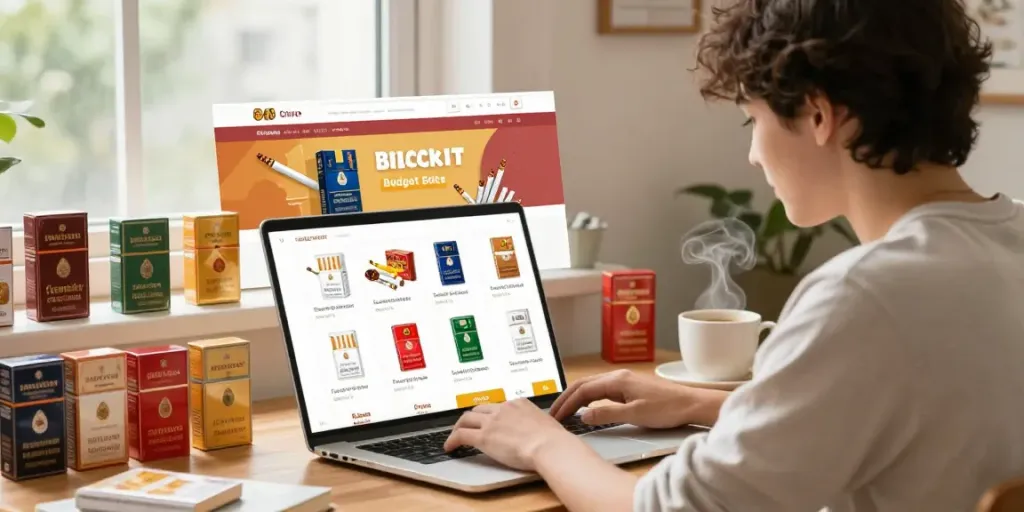 Budget cigarette and top smokes Australia displayed in an inviting online shop environment.