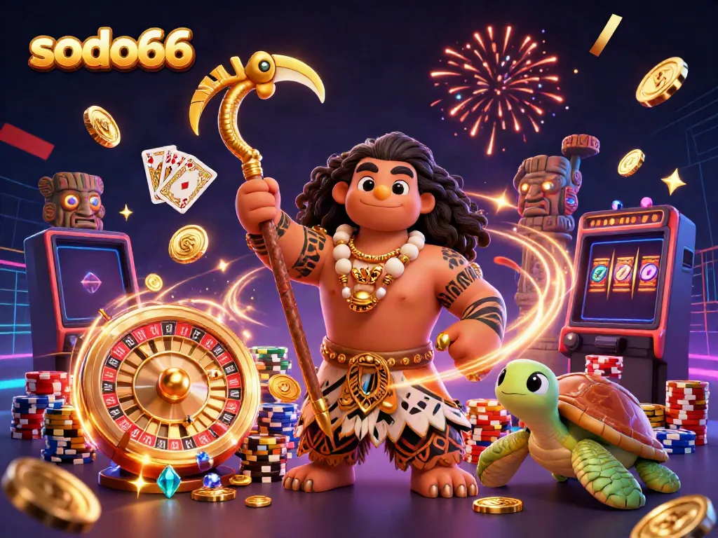 Experience thrilling gameplay at sodo66 with dynamic tokens, vibrant characters, and festive casino elements.